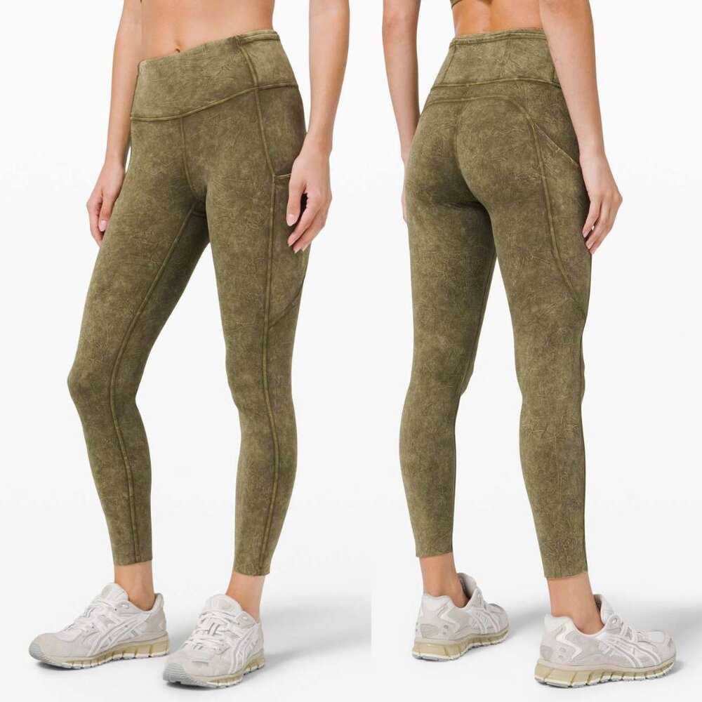 Lululemon Fast and Free High Rise Tight 25" Ice Wash Moss Green